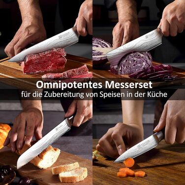 PAUDIN Profi: Набір кухонних ножів з нержавіючої сталі (7 шт.) - професійні, ергономічні, довговічні, для хобі та професійних кухарів