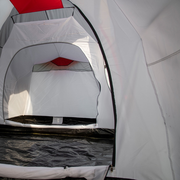 Outsunny Camping Tent, Тунельний намет на 6 осіб з 2 спальнями, вітальня, тамбур, вітрозахисний сімейний намет UV50+ з сумкою для перенесення, 2000 мм водовідштовхувальний засіб для кемпінгу, саду, сірий | Аосом