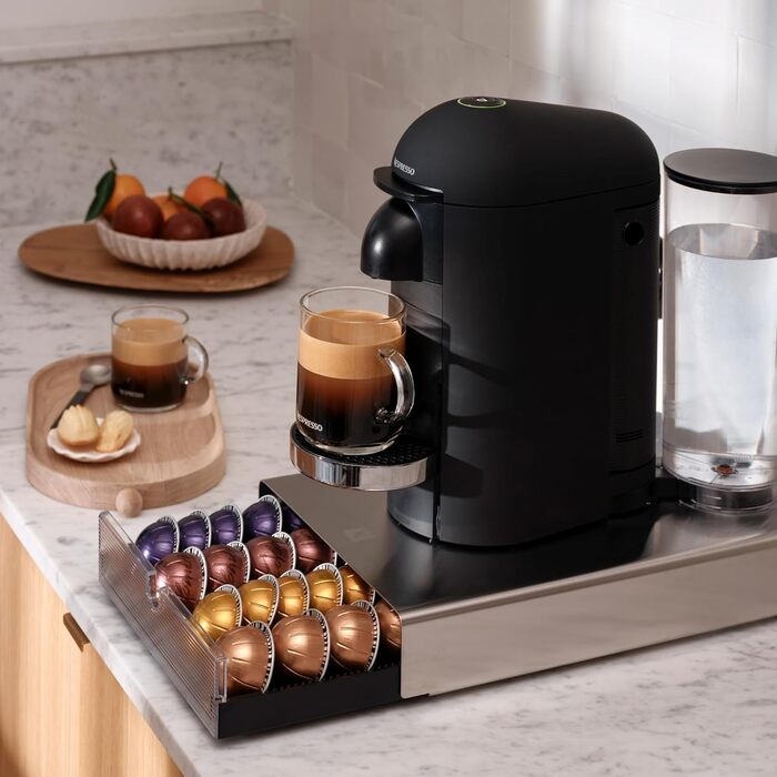 Контейнер для капсул Nespresso з нержавіючої сталі | Сучасна висувна скринька для капсул кави | Об'єм приблизно 60 капсул