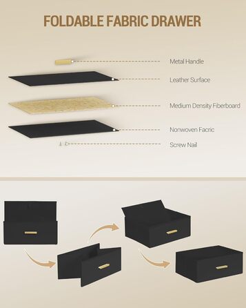 Набір приліжкових тумбочок Hzuaneri 2 шт. з LED-підсвічуванням, зарядкою USB та 3 висувними ящиками, для спальні/вітальні, чорний (NS35504B)