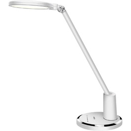 LED настільна лампа JUKSTG 12W з торканням, диммуванням, 5 кольорів, захистом для очей, для офісу, читання, роботи, дітей (біла)