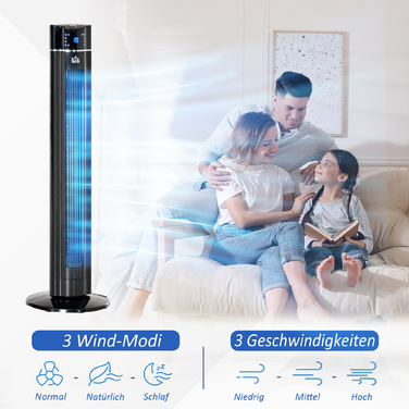 Вентилятор 2-в-1: підлоговий та настільний, чорний (32 см x 32 см x 106,8 см)