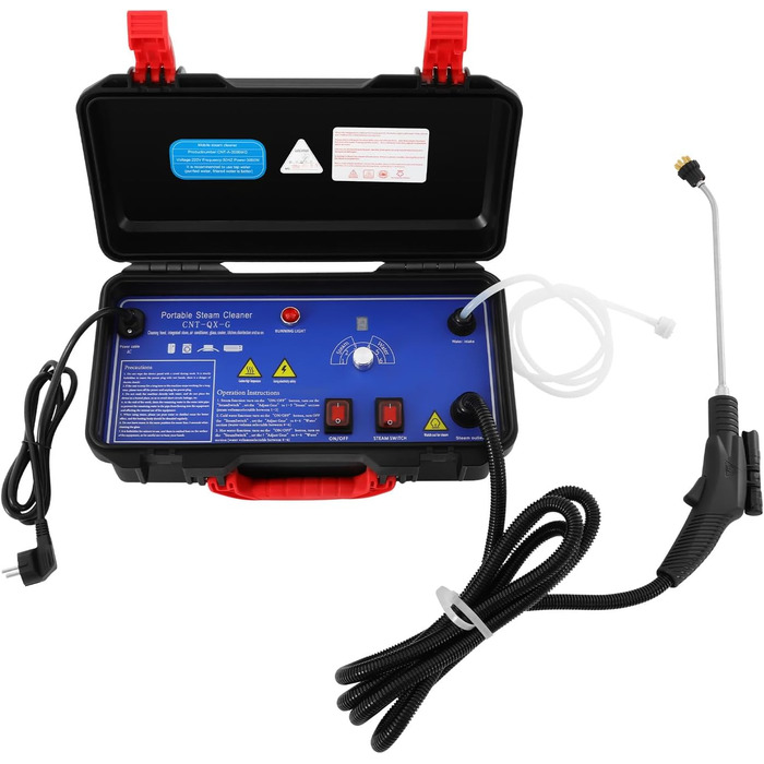 Пароочисник ручний 3000 Вт, 3-3,5 бар, 6-рівнева регулювання, вологостійкий IPX4, з набором інструментів, для дому та автомобіля