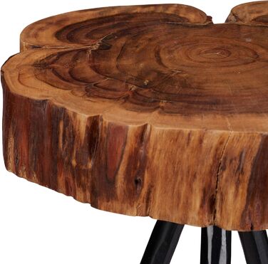 Журнальний столик Relaxdays, шматочок дерева з масиву дерева, металеві ніжки, журнальний столик у сільському стилі, дерево манго, висота 50 см, натуральне