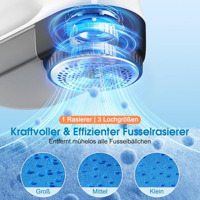 Електричний видалення ворсу NIWOHOM для одягу - 3 швидкості, 6-клинковий ніж, LED-дисплей, для всіх тканин