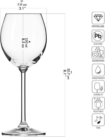 Келих для білого вина KROSNO / набір з 6 / 250 мл / Колекція Venezia / ідеально підходить для дому, ресторанів і вечірок Посудомийна машина