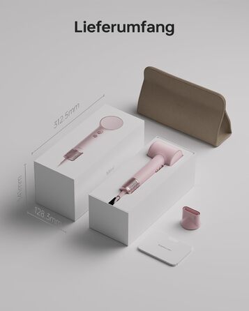 Компактний фен для волосся Laifen Mini з безщітковим мотором 110 000 об/хв та іонізацією, швидке сушіння, низький рівень шуму, колір: рожевий