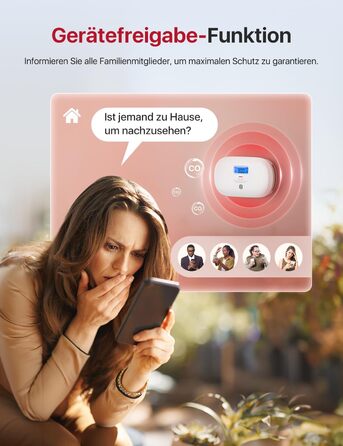 X-Sense Детектор чадного газу XC0C-iR з LCD-дисплеєм, сертифікат TÜV Rheinland, керування через додаток, змінна батарея, 1 шт. Білий