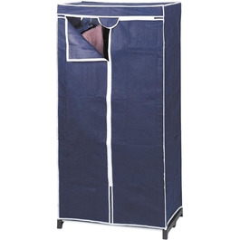 Тканинна шафа Axentia синього кольору, трубчаста сталева рама з нетканим матеріалом, шафа з вішалкою для одягу та опорною плитою, розміри приблизно 75 x 50 x 150 см