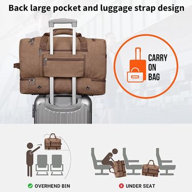 Дорожня сумка WITZMAN Canvas Weekender 30 л з відділенням для взуття (A8010 коричневий)