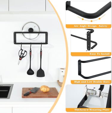 Тримач для рушників подвійний, нержавіюча сталь 304, 40 см, чорний. Настінний тримач для рушників у ванну та кухню. Набір для ванної кімнати