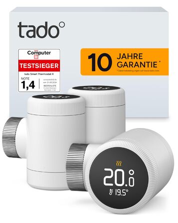 tado Smartes Heizkörperthermostat X – Набір з 3 шт., керування опаленням через додаток (Alexa, Siri, Google Assistant), енергозбереження, проста установка