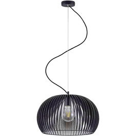 Підвісний світильник Lindby 'Jusra (ретро, вінтаж, антик) чорного кольору з металу для кухні (1 полум'я, E27) - Стельовий світильник, Обідня настільна лампа, Підвісний світильник, Підвісний світильник, Кухонний світильник