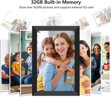 Цифровий фоторамка FRAMEO з Wi-Fi, 32GB, 10.1 дюймів, IPS LCD, сенсорний екран, Smart Cloud, автоматичне обертання. Діліться моментами через додаток Frameo