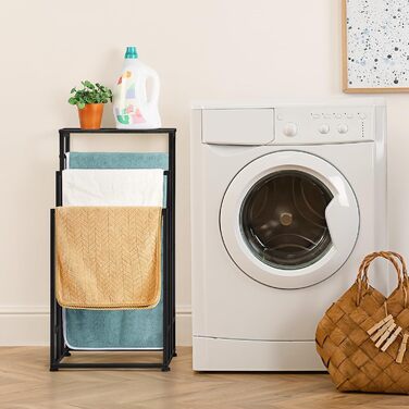 Підставка для рушників Smusei, чорна вінтажна, 3-ярусна, з полицею з дерева, 40x30x82 см