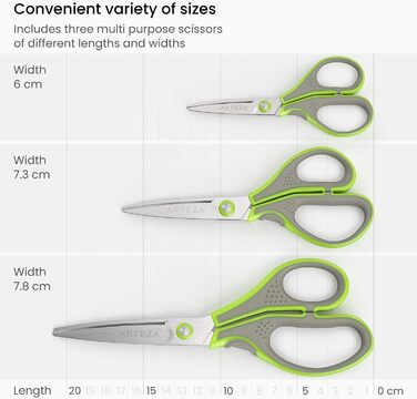 Набір універсальних ножиць Arteza з 3 шт. - 12,7 см, 17,8 см, 21 см