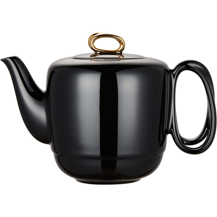 Порцеляновий чайник з ситовою вставкою, керамічний чайний сервіз з спіральною ручкою для розсипного чаю, 1000 мл, розкішна золота обробка, чорний Gl