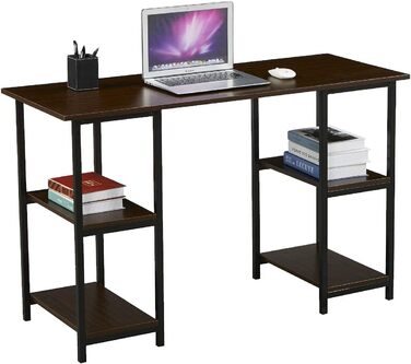 СВІТА Студія Офісний стіл Дуб Вид Білий Металеві ніжки з полицею Стіл Комп'ютерний стіл Робочий стіл Стіл для ПК (темно-коричневий)