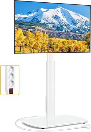 Підставка для телевізора біла, на підлогу, для 32-65 дюймів, до 35 кг, регульована висота, поворотна, VESA 400x400 мм