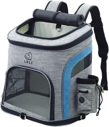Рюкзак-переноска для собак Tineer, сумка-переноска для домашніх тварин, середнього розміру, з сіткою, для собак/котів, цуценят, портативна сумка для подорожей, походів, подорожей (L, синій)