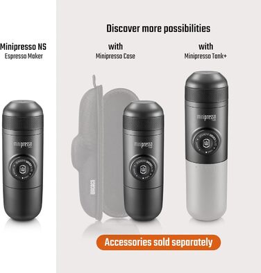 WACACO Minipresso NS2 - портативна кавомашина для капсул Nespresso та NS, чорна