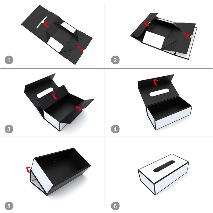 Коробка для серветок JiaWei, прямокутна коробка для серветок 23,5 x 12 x 7,8 см паперова коробка для серветок, коробка для серветок, диспенсер для серветок, тримач для серветок, кришка коробки для серветок-чорний (білий (3 шт.), 23,5x12x7,8 см (всередині)