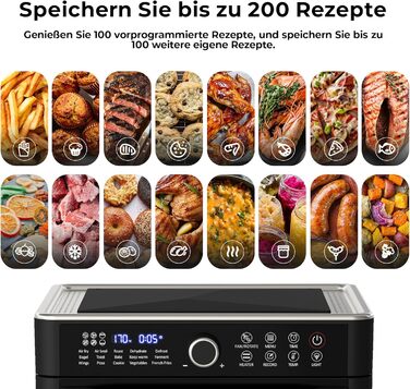 Фритюрниця аеро Balter HL-551T, 5.5 л, чорна, 12 програм, з вікном, 100 рецептів