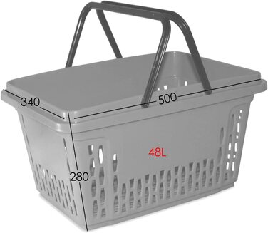 Пластикові кошики для покупок з 2 вішалками 40-літрові поліпропіленові барвисті колірні рішення (1, Червоний)