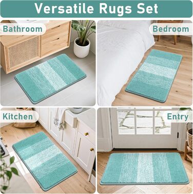 Набір килимків для ванної кімнати Bsmathom, 4 шт., з кришкою для унітазу, м'які, швидковисихаючі, нековзні, машинне прання, килимки для ванної з U-подібною контуром, підставка під унітаз, помаранчевий колір, розміри 46x66+46x122+51x61+48x53 см (Блакитно-з