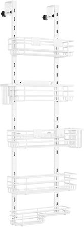 Настінна поличка для душу HapiRm з 22 гачками та 2 тримачами для зубних щіток, 5 ярусів (білий)