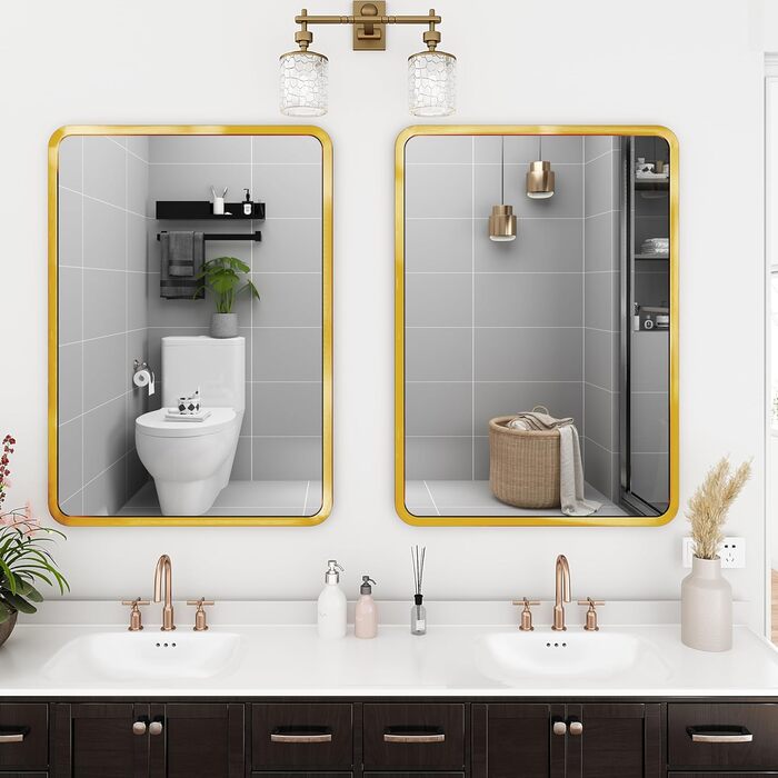 Дзеркало на стіну 60x90 см, золоте, для ванної, вітальні, спальні, прихожої