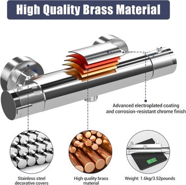 Сучасний змішувач для ванни та душу з двома виходами та керамічним клапаном - латунний, хромований, з одним важелем для ванної кімнати