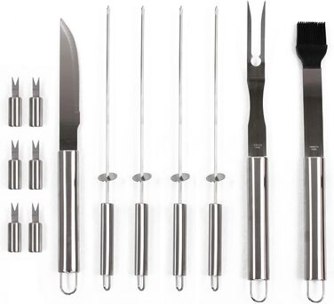 Набір аксесуарів для гриля Mastercook: сталевий кейс з щипцями, виделкою, шпателем та щіткою