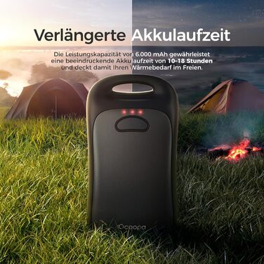 Електричні грілки для рук OCOOPA, 2 шт., водонепроникні IP45, ергономічні, 18 годин тепла, портативні, для активного відпочинку, гольфу, кемпінгу, міста (Чорний)