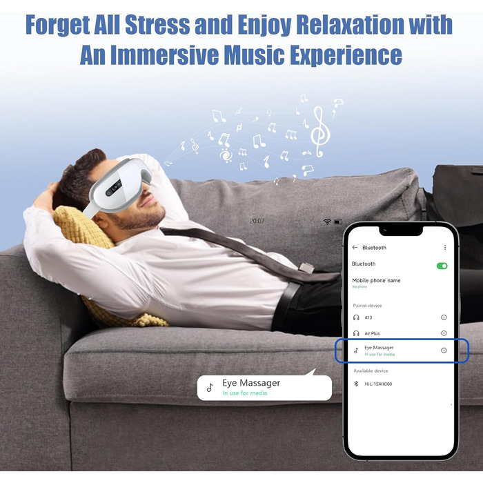 Маска для очей Luckits з підігрівом та Bluetooth, для зняття набряків та сухості, з вібрацією та музикою