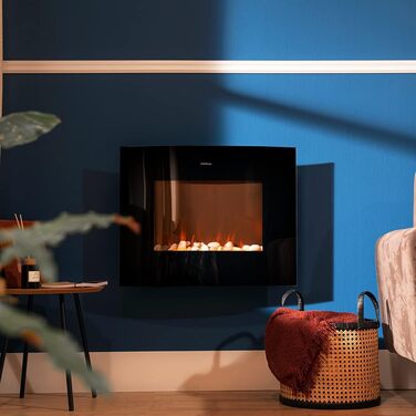Електричний декоративний камін Cecotec ReadyWarm 2690 Flames Connected, 2000 Вт, Wi-Fi, білий, для 25 м², дистанційне керування, скляна панель