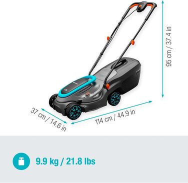 Акумуляторний газонокосарка Gardena PowerMax 37/36V P4A: готовий до використання набір, ширина зрізу 37 см, об'єм травоспіральника 45 л, регулювання висоти зрізу, двигун PowerPlus з Eco-режимом