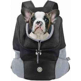 Рюкзак для собак, рюкзак для кішок, дихаючий регульований рюкзак для перевезення кішок, сумка для перенесення домашніх тварин, сумка для перенесення собак, сумка для кішок з вікном для маленьких собак, кішок, цуценят (s, Чорний) S Чорний