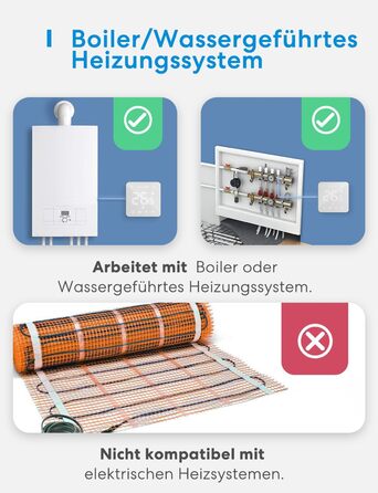 Meross Matter Термостат для радіатора Wi-Fi, сумісний з HomeKit, Alexa та Google Assistant (для опалення будинку/теплої підлоги)