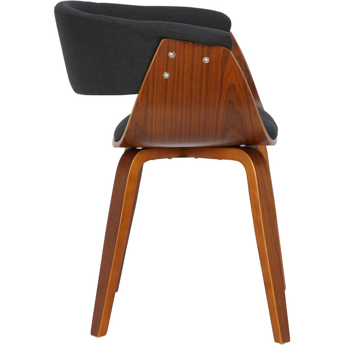 Стільці для їдальні CLP Bruce з тканинним покриттям, дерев'яним каркасом, чорного кольору для їдальні або кухні | Крісло витримує до 150 кг, колір: каркас - горіх, тканина - чорний
