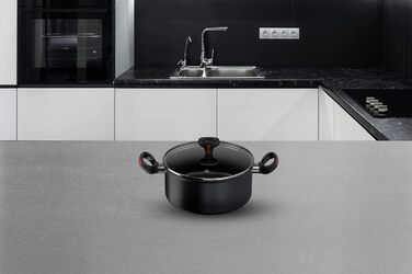 Каструля Lagostina Linea Rossa, індукційна, з двома ручками, Ø 24 см, алюміній, з кришкою, для плити та духовки, чорна