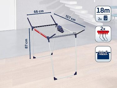 Підлогова сушарка Leifheit Pegasus 180 Solid Plus, стабільна сушильна машина з крилами, компактна, 18 м