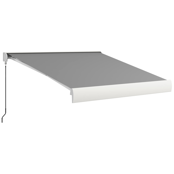 Тент Outsunny Folding Arm 3м Електричний тент з ручним рукояткою та дистанційним керуванням, балконний тент Алюмінієвий захист від сонця світло-сірого кольору