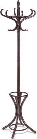 Стойка для одягу Giantex з підставкою для парасольки, дерев'яна, 12 гачків, для передпокою/вітальні (колір: коричневий)
