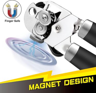 Ручний відкривач для банок PrinChef з потужним магнітом, чорний