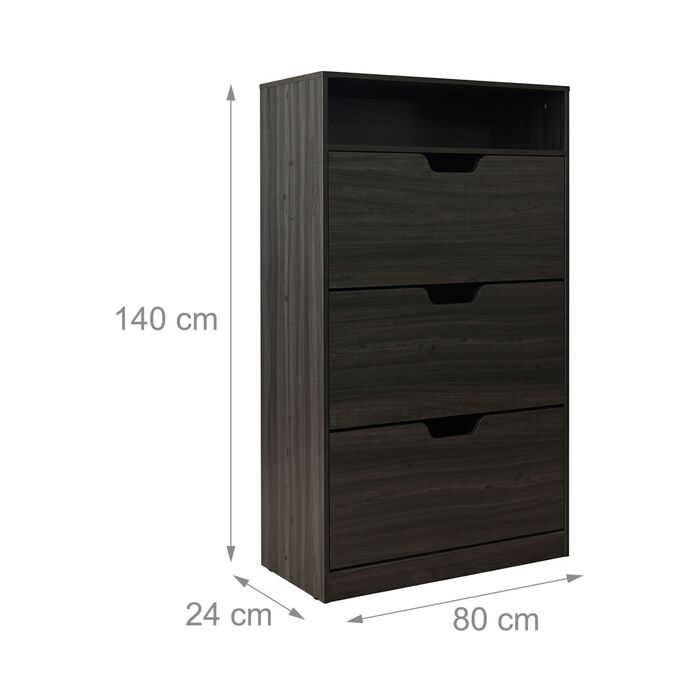 Взуттєва шафа Relaxdays з відкидною дверцями та відкритою полицею