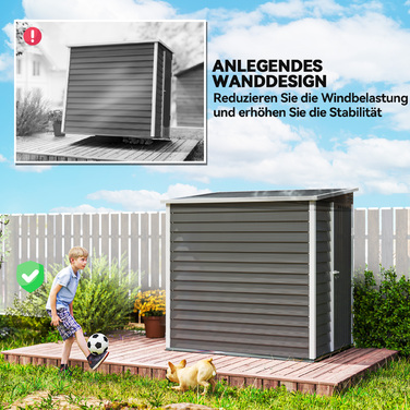 Outsunny Металева споруда 2,3м² 142x184x181см. Сховище для інструментів з фундаментом, похилим дахом, вікном, замикаючимся дверима, рукавичками, стійке до погодних умов. Садовий будиночок для саду, заднього двору, сірого кольору. | Aosom