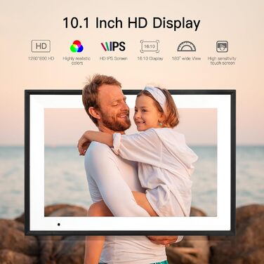 Цифровий фоторамка 10.1 дюйма з Wi-Fi, 32GB, IPS сенсорний екран, автоматичне обертання, чорний колір
