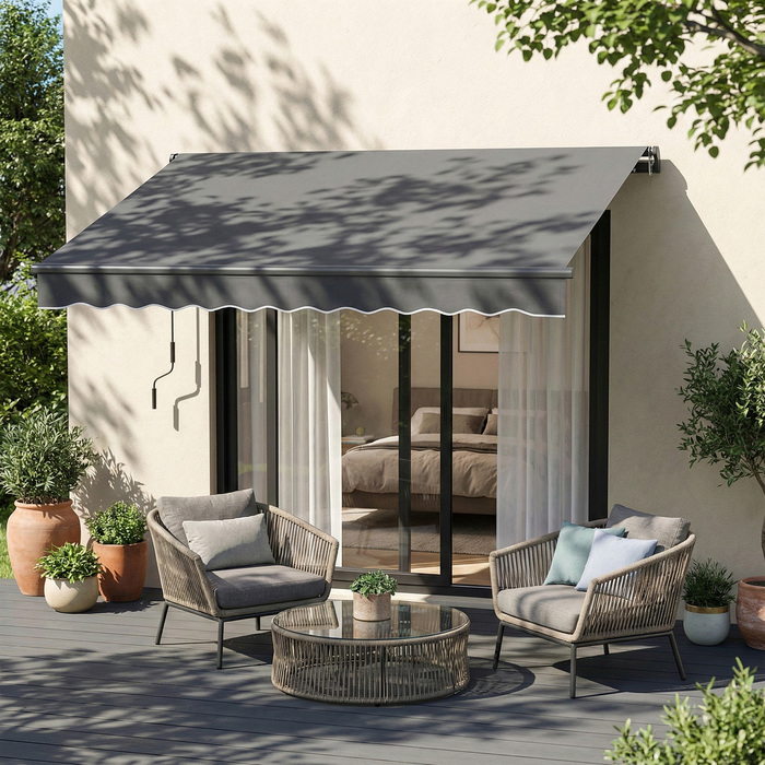 Розтяжна маркіза Gelenkarmmarkise 350 x 300 см, включаючи ручку та кріплення для стіни, кут регулюється