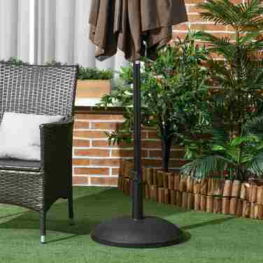 Підставка для парасольки Outsunny 25 кг зі сталі та цементу, чорна, Ø49 x 37 см, стабільний захист від сонця для саду та тераси